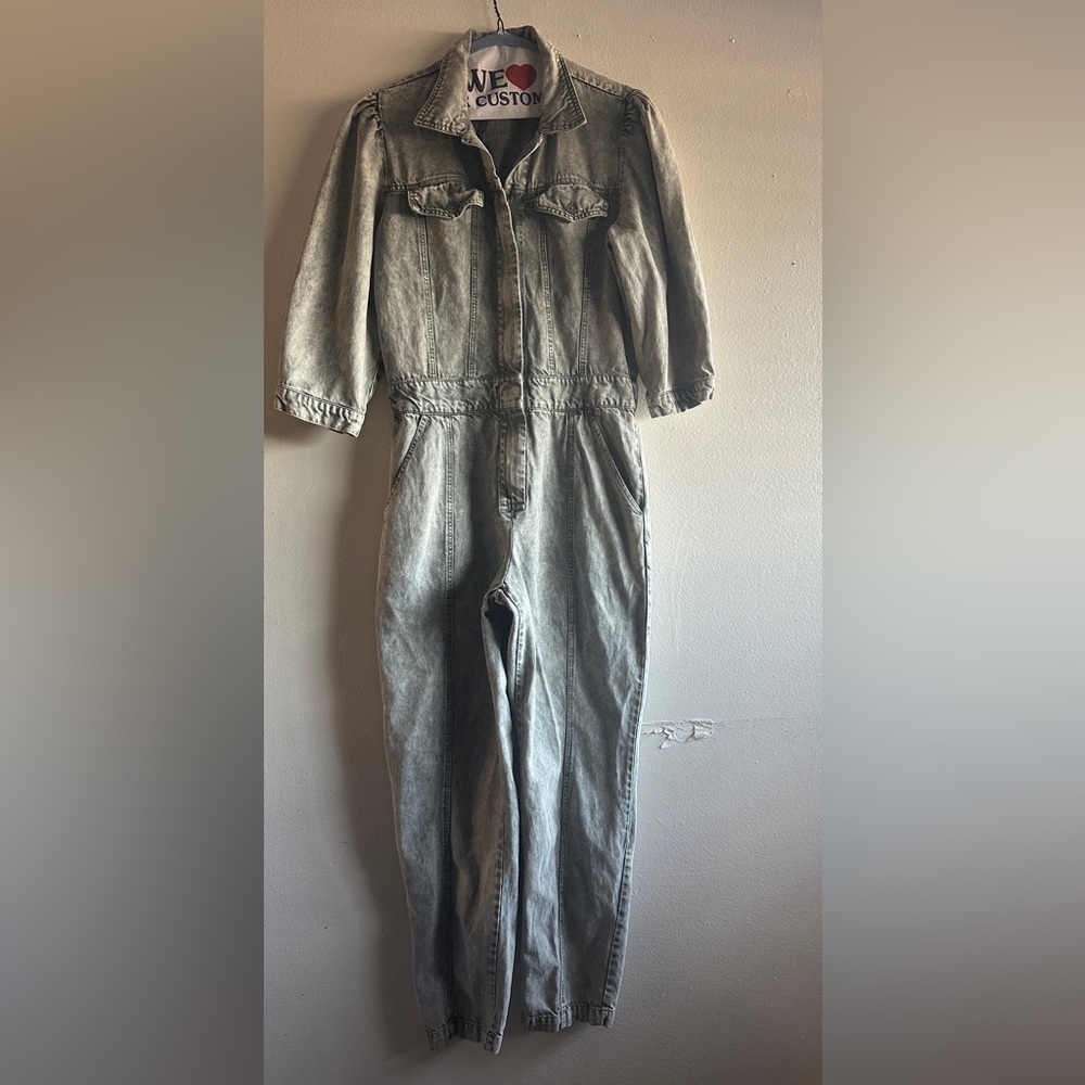 YFB Young Fabulous and Broke Utility Jumpsuit Puffy sleeves Size S